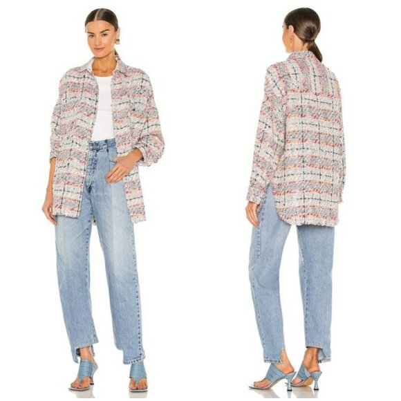 💕IRO PARIS💕 Mekkie Tweed Jacket ~ Multicolor Pink Plaid Check 38 - Picture 1 of 16